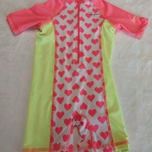 Skysoul girls sz 3 or 4 pink & yellow sun protection swim suit